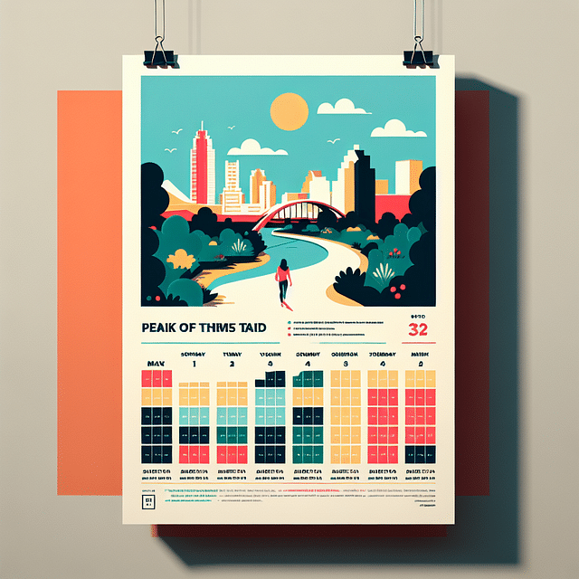 calendar with peak times highlighted for San Antonio Riverwalk