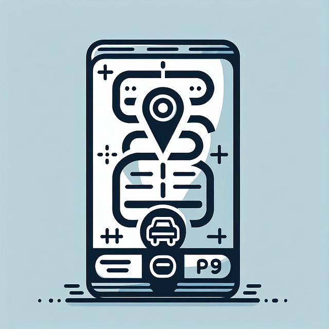 GPS navigation screen with route to parking spot