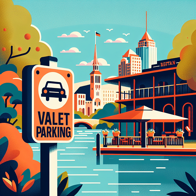 valet parking sign at a San Antonio Riverwalk restaurant