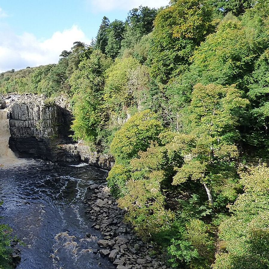 Scenic view of High Force Waterfall in Teesdale