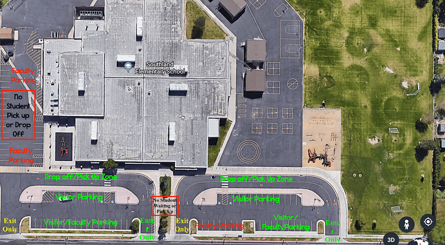 Diagram illustrating different types of parking zones